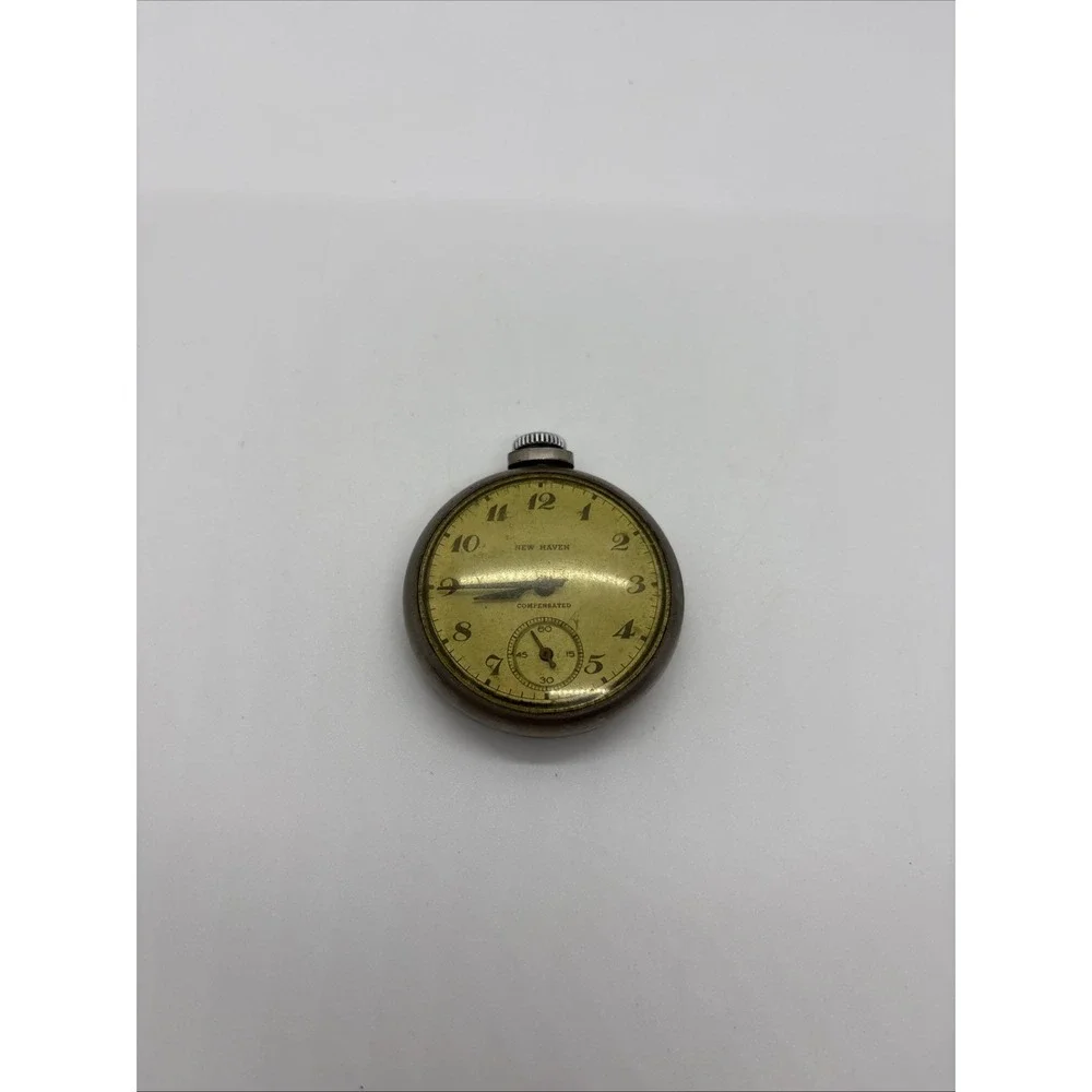 Antique New Haven Pocket Watch Running Mens Silver Analog Vintage Dress Watch